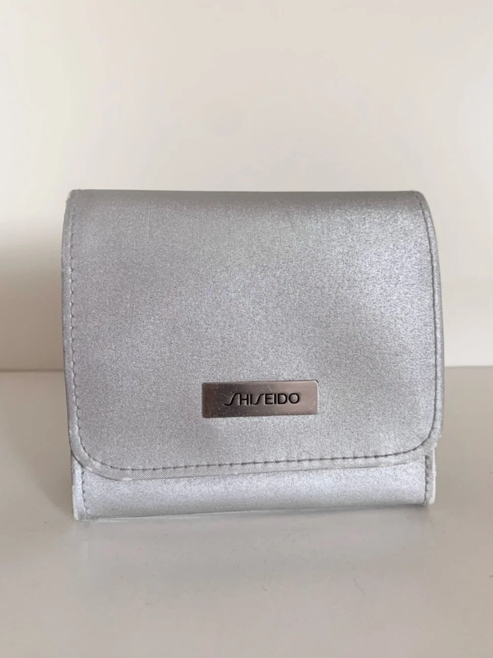 Y2k Shiseido Metallic Silver Travel Cosmetic Case
